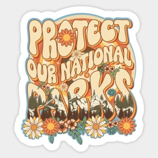 Protect our national parks retro green enviromental groovy hippie biologist Sticker